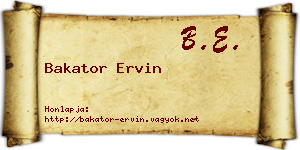 Bakator Ervin névjegykártya